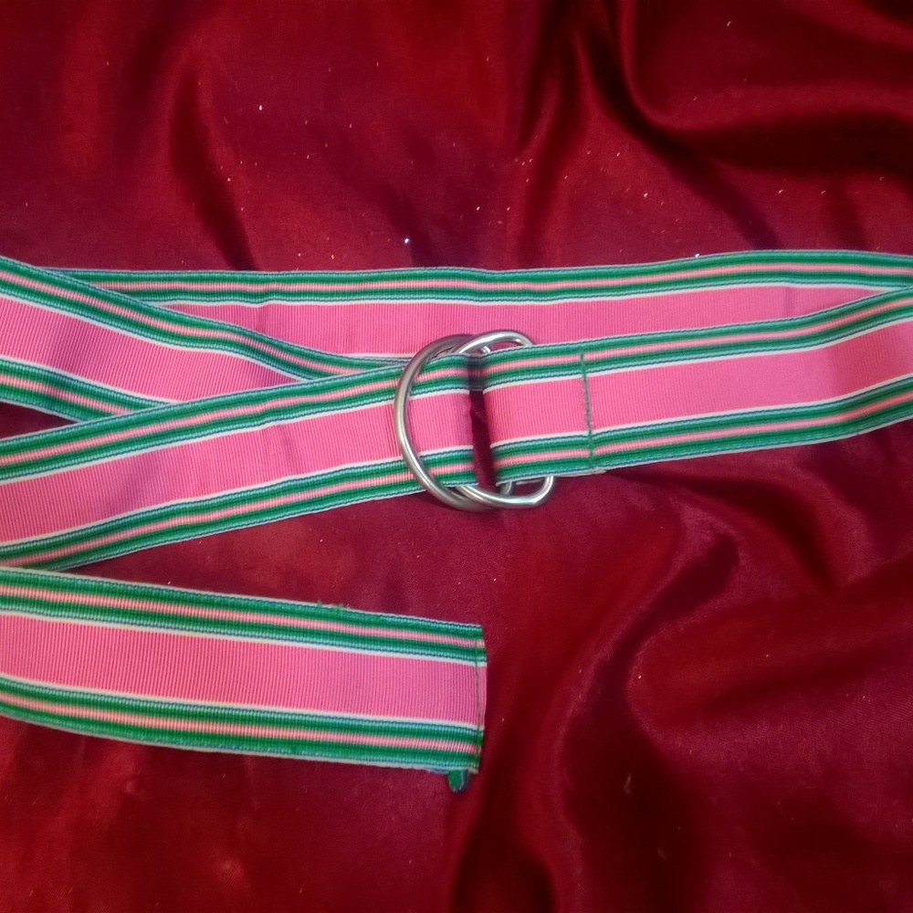 Pink stripped women's belt.